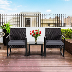 3 Piece Patio Set Rattan Chairs & Table
