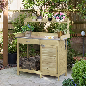Outdoor Garden Potting Bench Table Work Bench Metal Tabletop