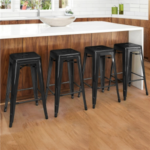 Set of 4 Metal Bar Stools Vintage Counter Bar Stool
