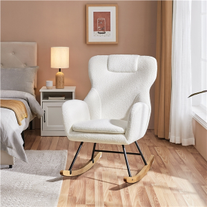 Boucle Upholstered Armchair Rocking Chair