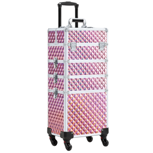 4-In-1 Aluminum Rolling Cosmetic Makeup Train Cases Trolley