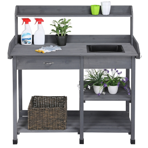Garden Potting Bench with Basin Garden Work Bench Station