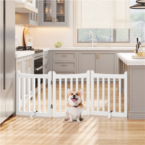 Freestanding Foldable Wooden Pet Gate  Foldable Pet Gate Barrier Indoor