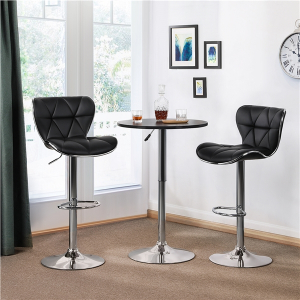 2pcs Stylish Adjustable PU Leather Swivel Bar Stool