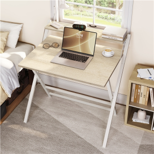 2-Tier Foldable Computer Desk w/ Monitor Shelf