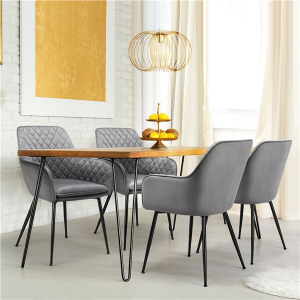 4X Velvet Fabric Accent Dining Chairs